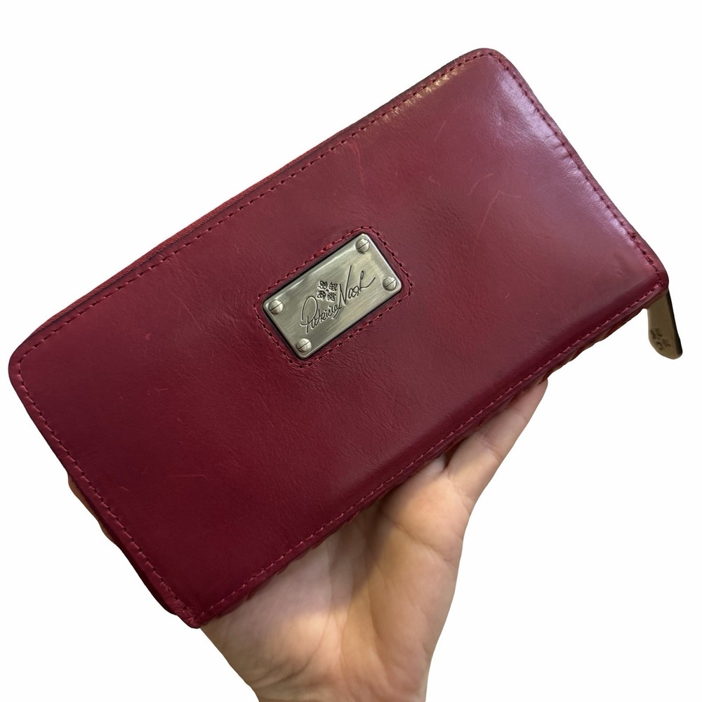 Patricia Nash woven leather zip-around clutch wallet. Berry Color. NWOT - Picture 2 of 7